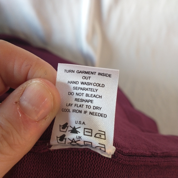 ANTTHONY MARK HANKINS Cardigan Women Large Burgundy with Yellow Blue trim - Picture 4 of 5